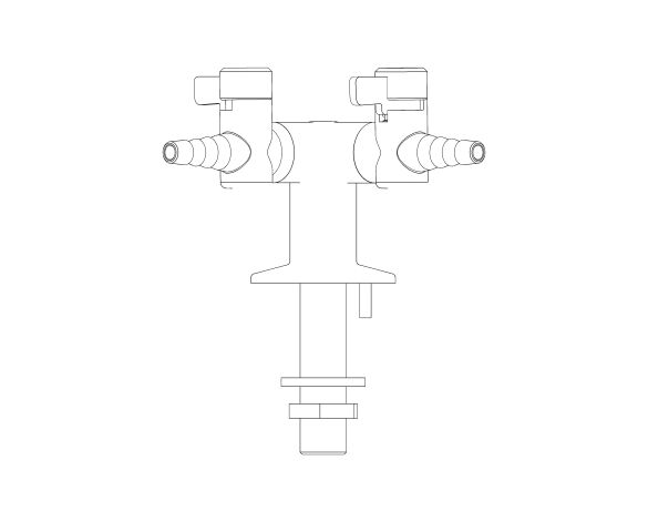 Image of 2 Way Bench Mounted Gas Tap Drop Lever - 900033NG