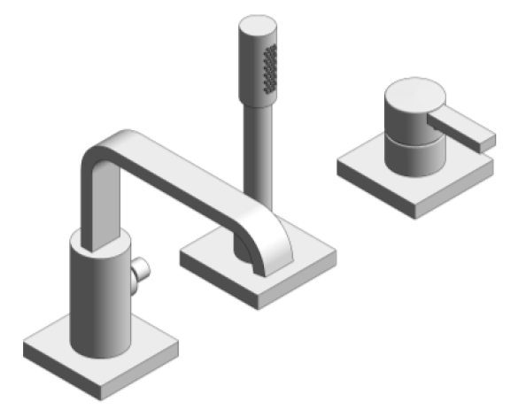 Revit, Bim, Store, Components, MEP, Object, Grohe, Plumbing, Fixtures, 14, METRIC, Allure, 3, Hole, Single, Lever, Bath, Combination, 19316000