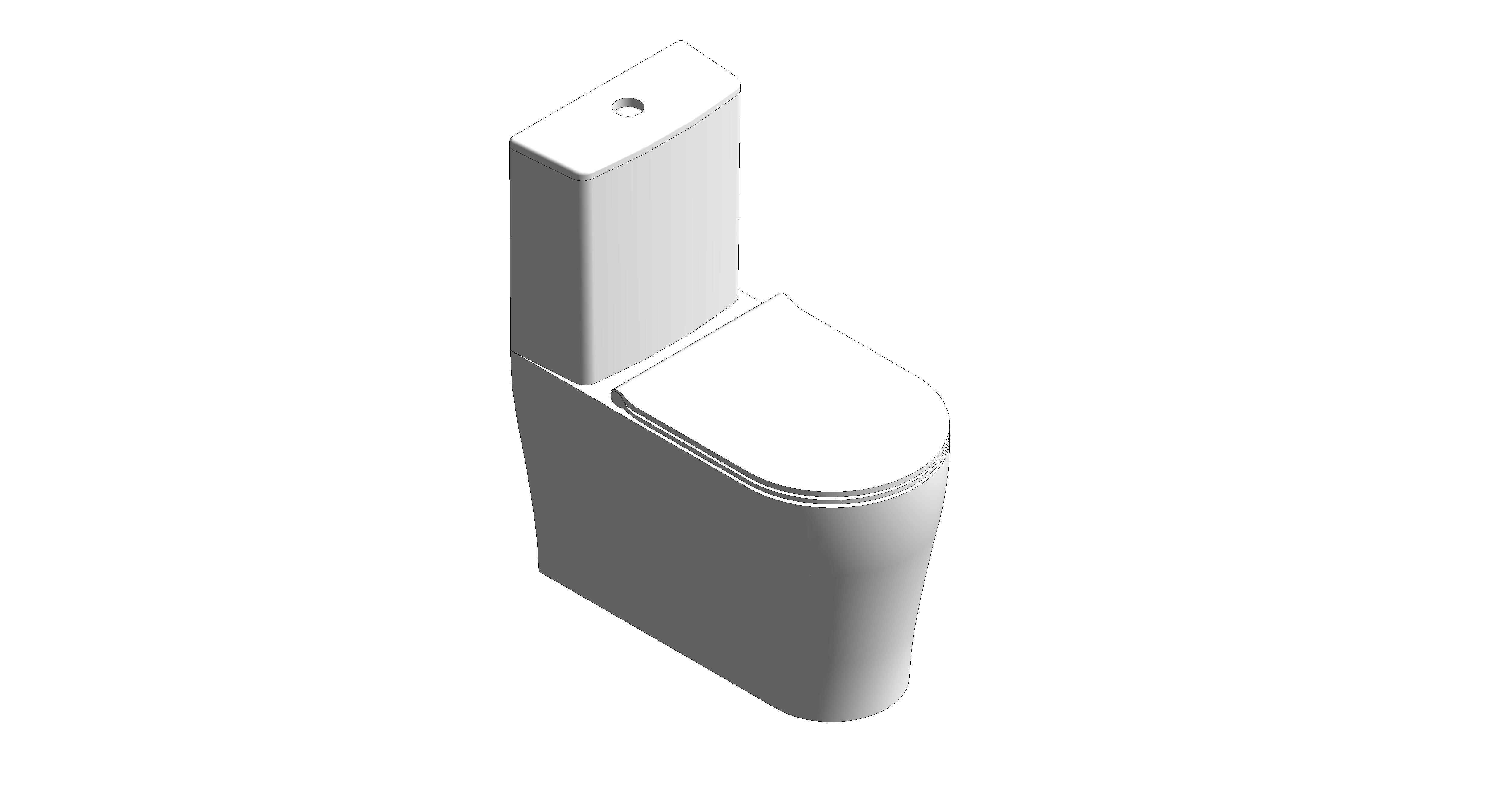 bimstore 3D image of American Standard - Cygnet Square Overheight Hygiene Rim Back to Wall Toilet - Bottom Inlet