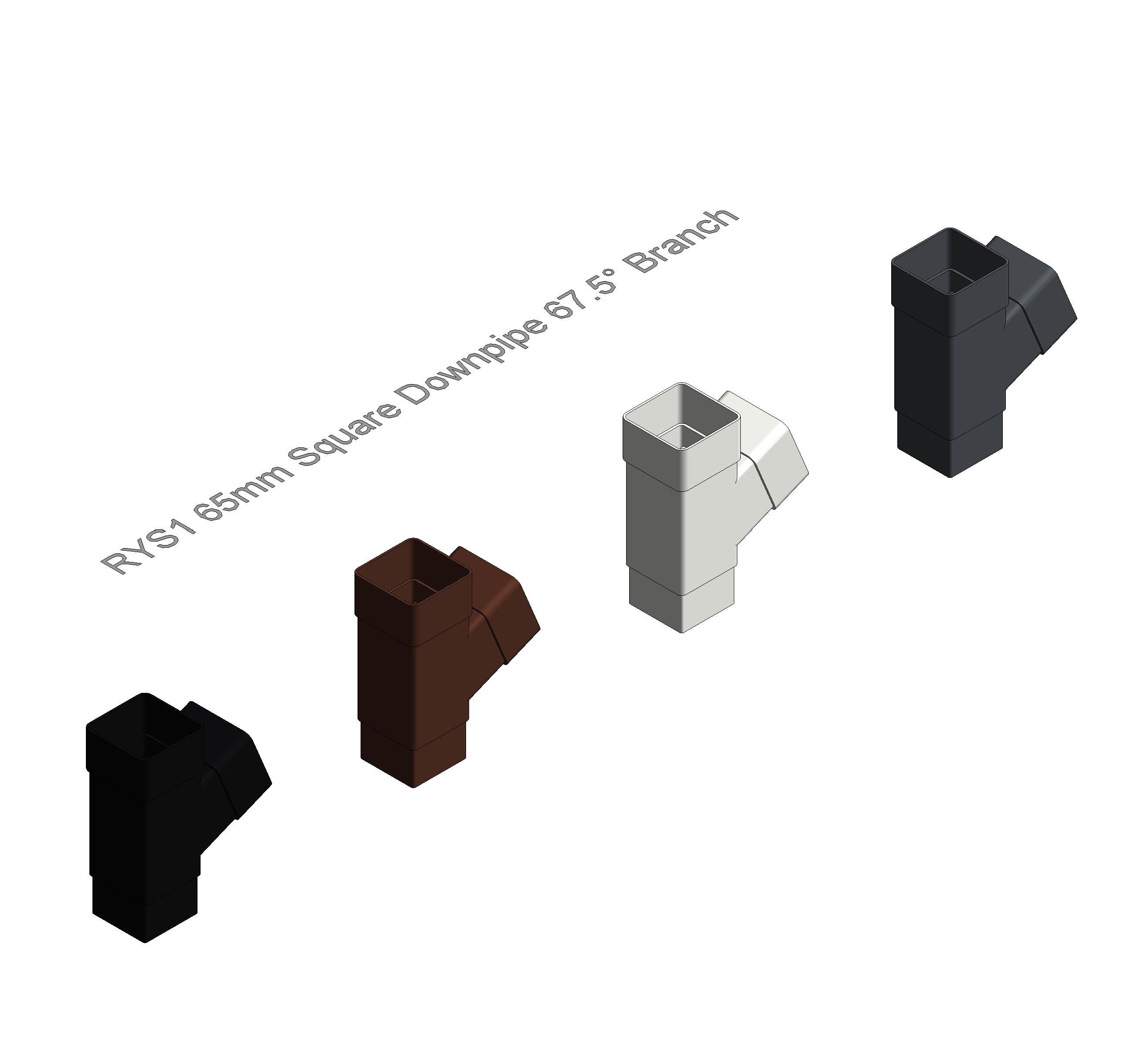 product of: FloPlast RYS1 65mm Square Downpipe 67½° Branch