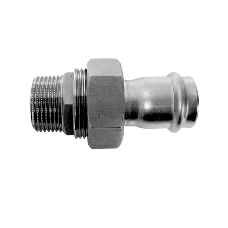 Product: Tubepress - Barrel Union, Male, Flat Sealing, Stainless Steel Nut