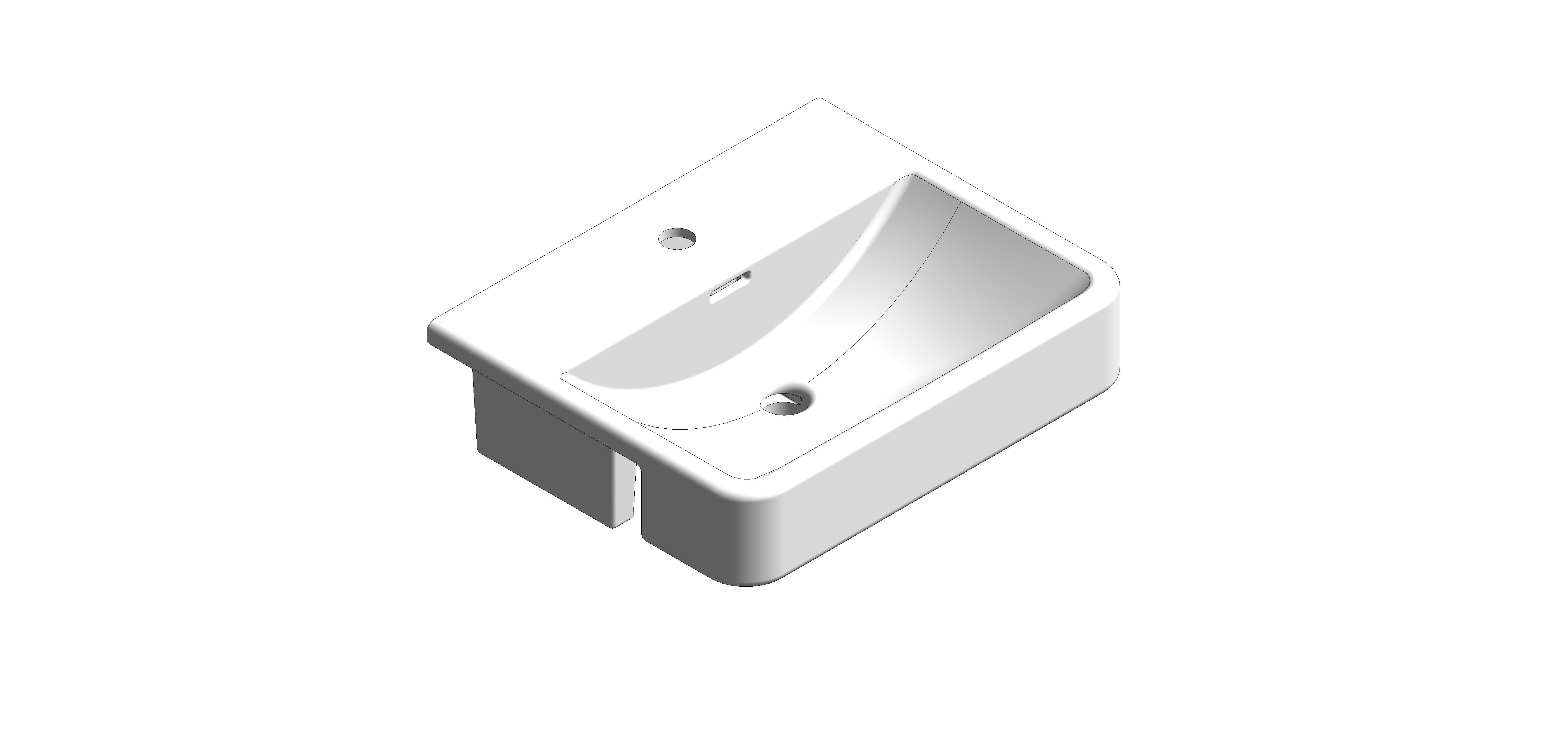 Product: SONAS HORIZON 52cm 1 Tap Hole Semi Recessed Basin (USW0512)
