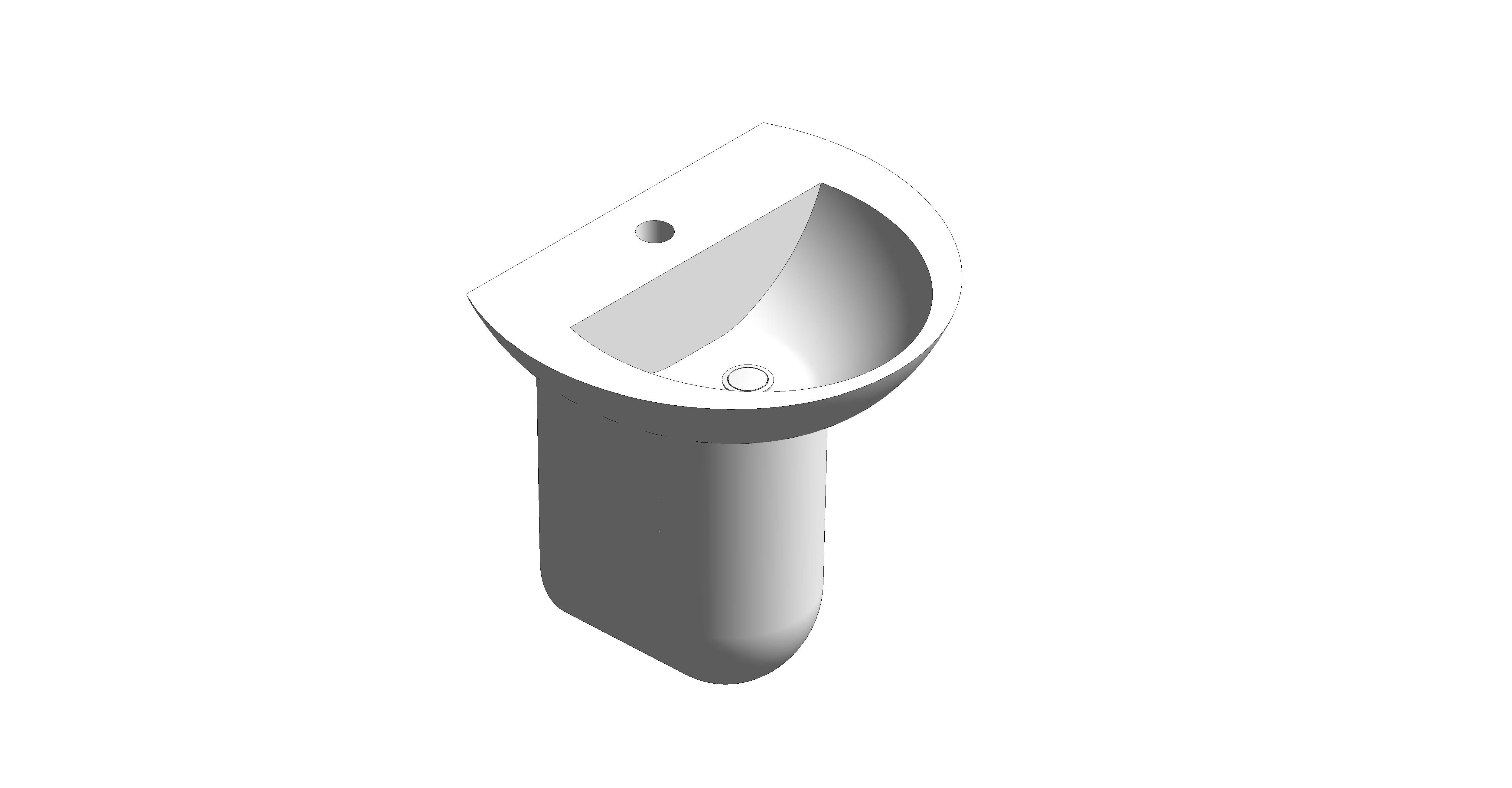 bimstore 3D image of the 450mm Basin and Semi Pedestal from Trade Washrooms