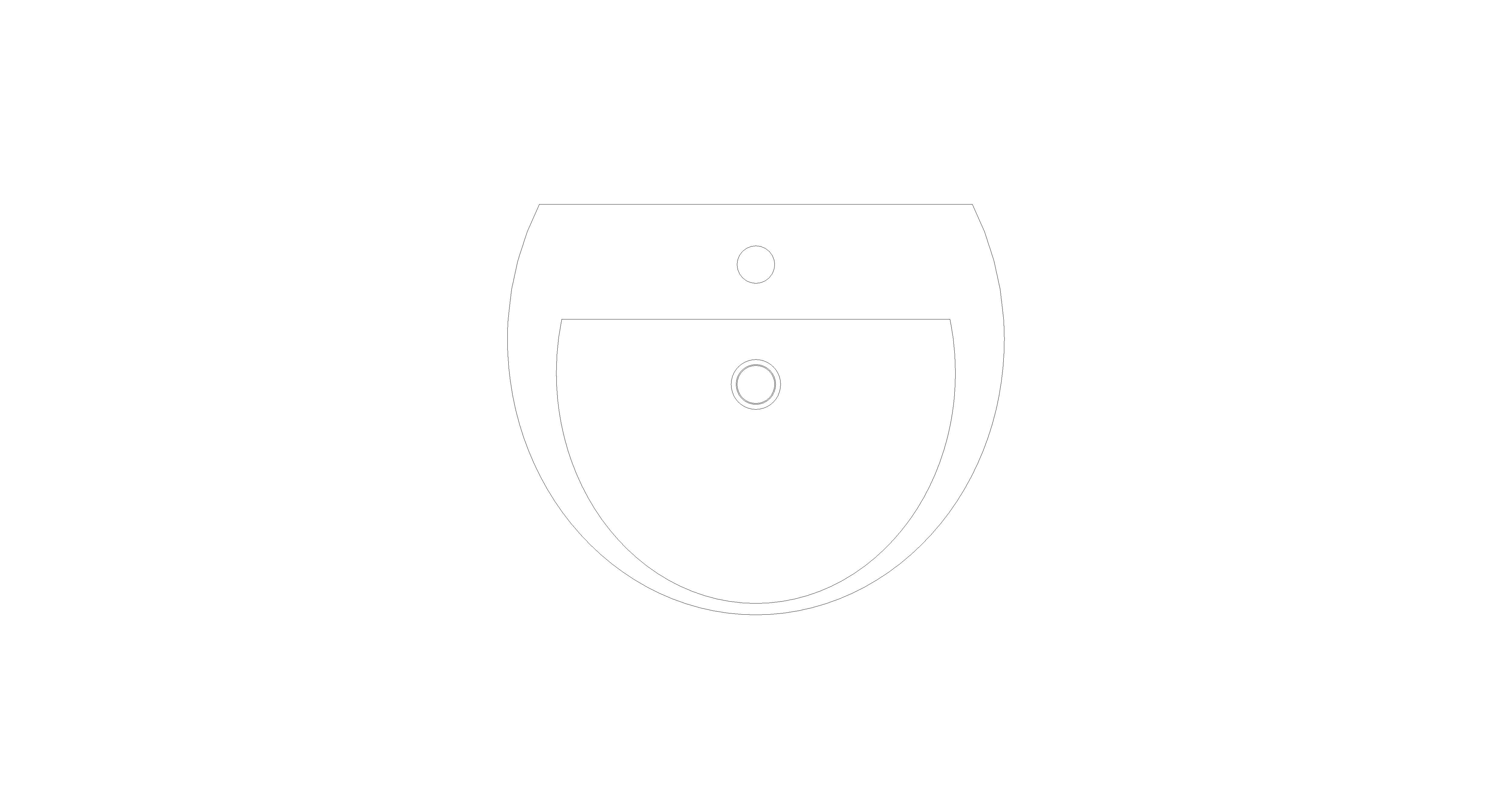 bimstore plan image of the 500mm Wall Hung Basin 1 Tap Hole from Trade Washrooms