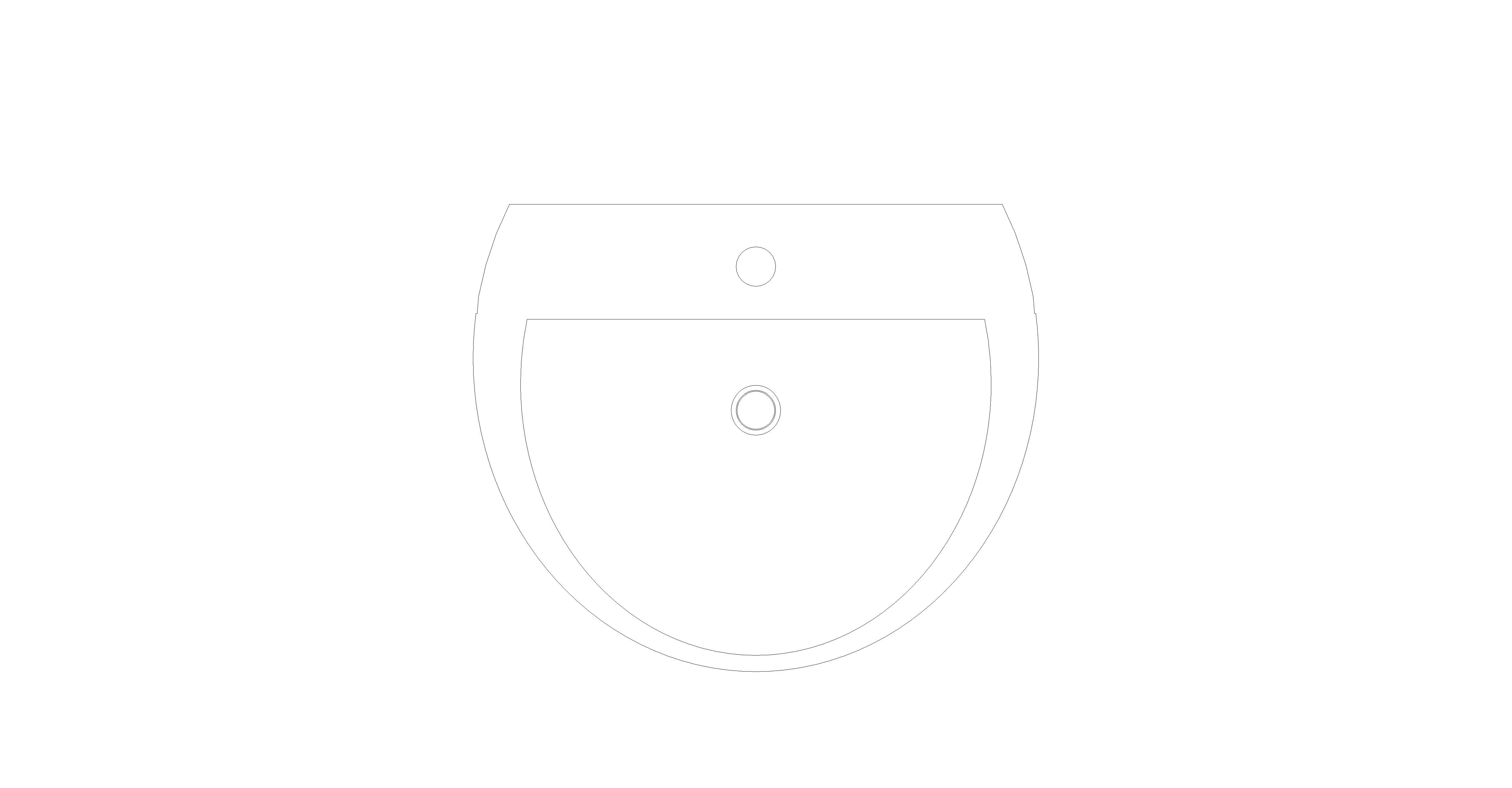 bimstore plan image of the 550mm Wall Hung Basin  1 Tape Hole from Trade Washrooms