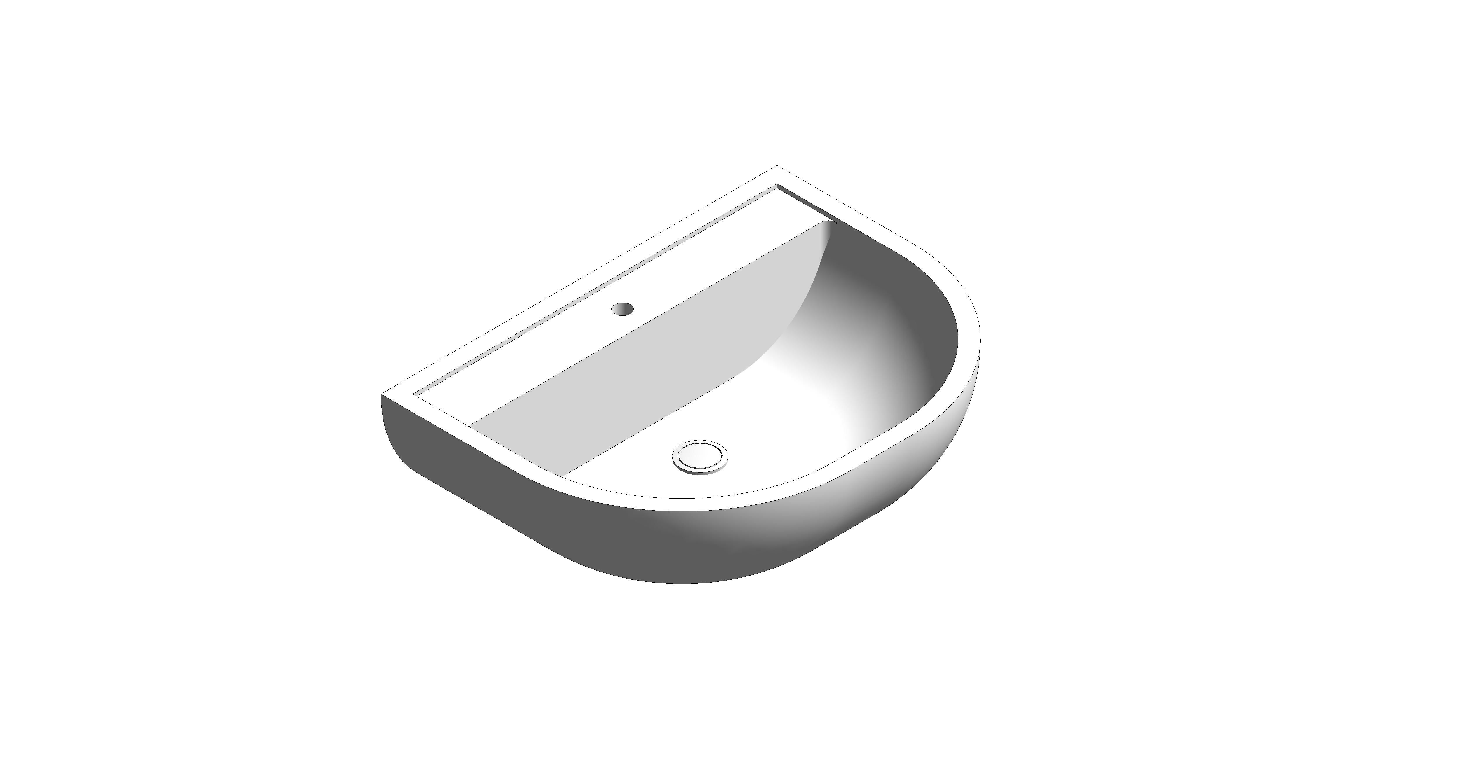 bimstore 3D image of the Non Clinical Wash Hand Basin 1 Tap Hole from Trade Washrooms