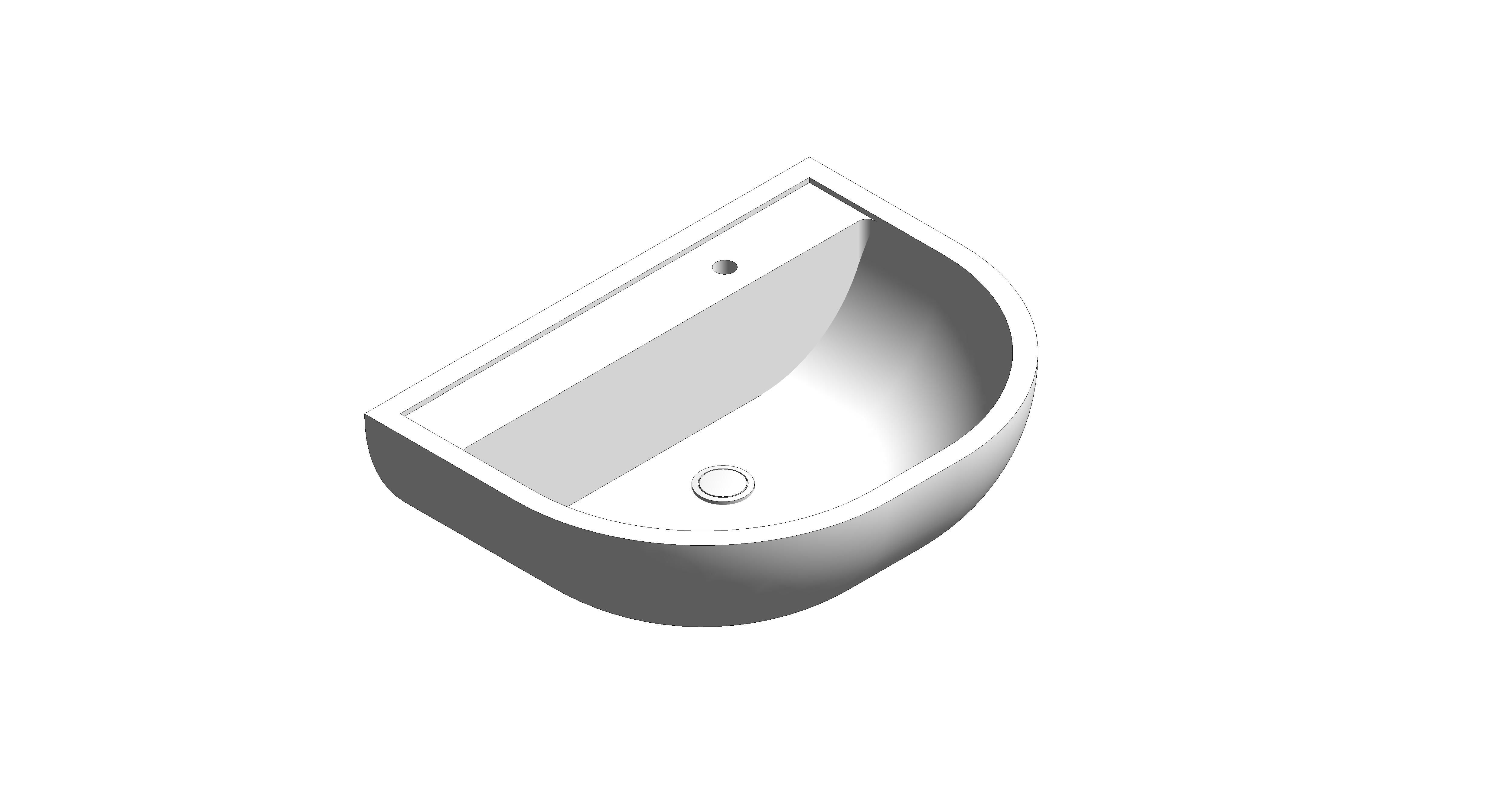 bimstore 3D image of the Non Clinical Wash Hand Basin 1 Tap Hole Right Hand from Trade Washrooms