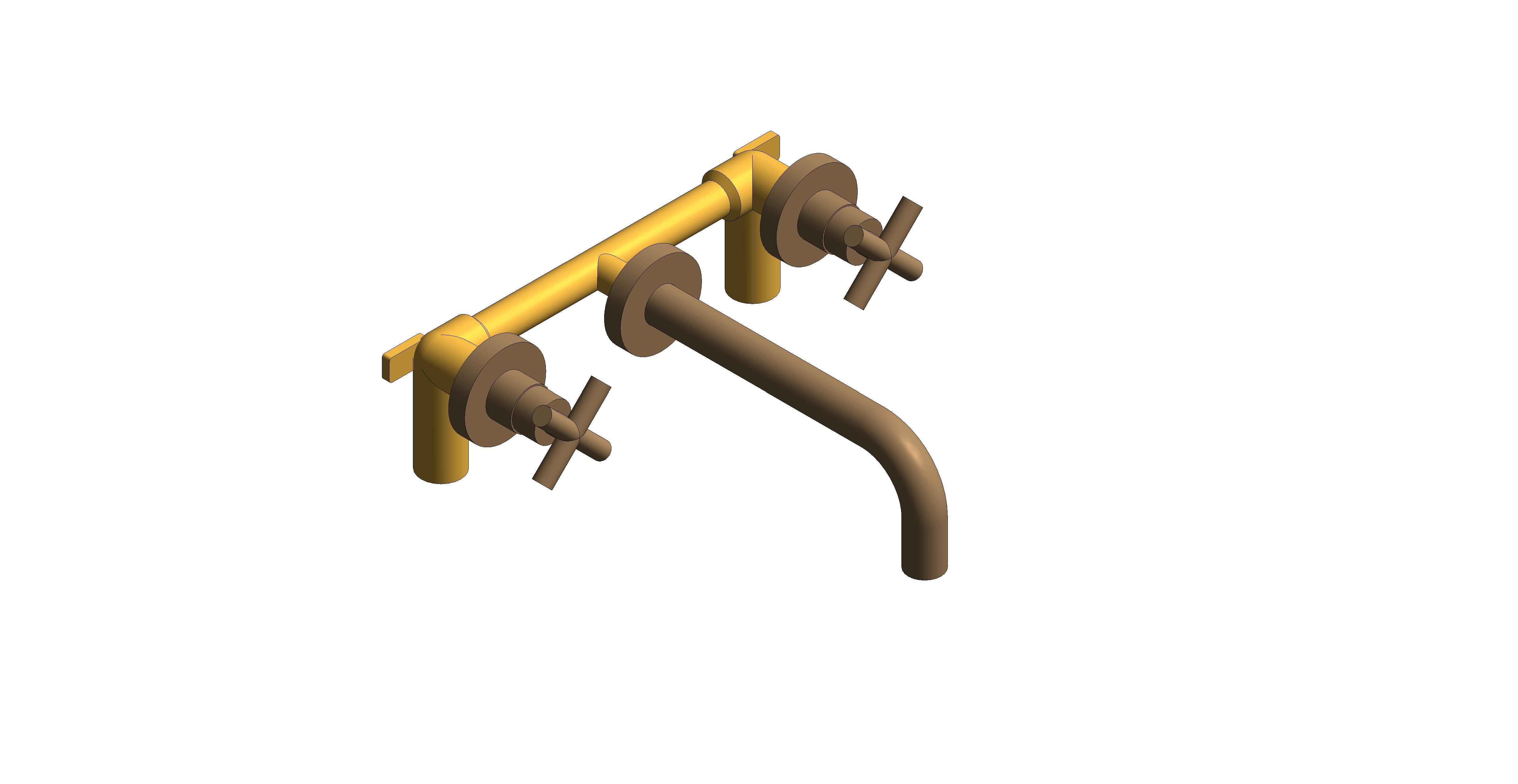 Product: ELEMENTS Wall-mounted basin mixer tap finished in brushed bronze, with cross handles and 200mm spout (IND-ELW109FLA-BRZ)