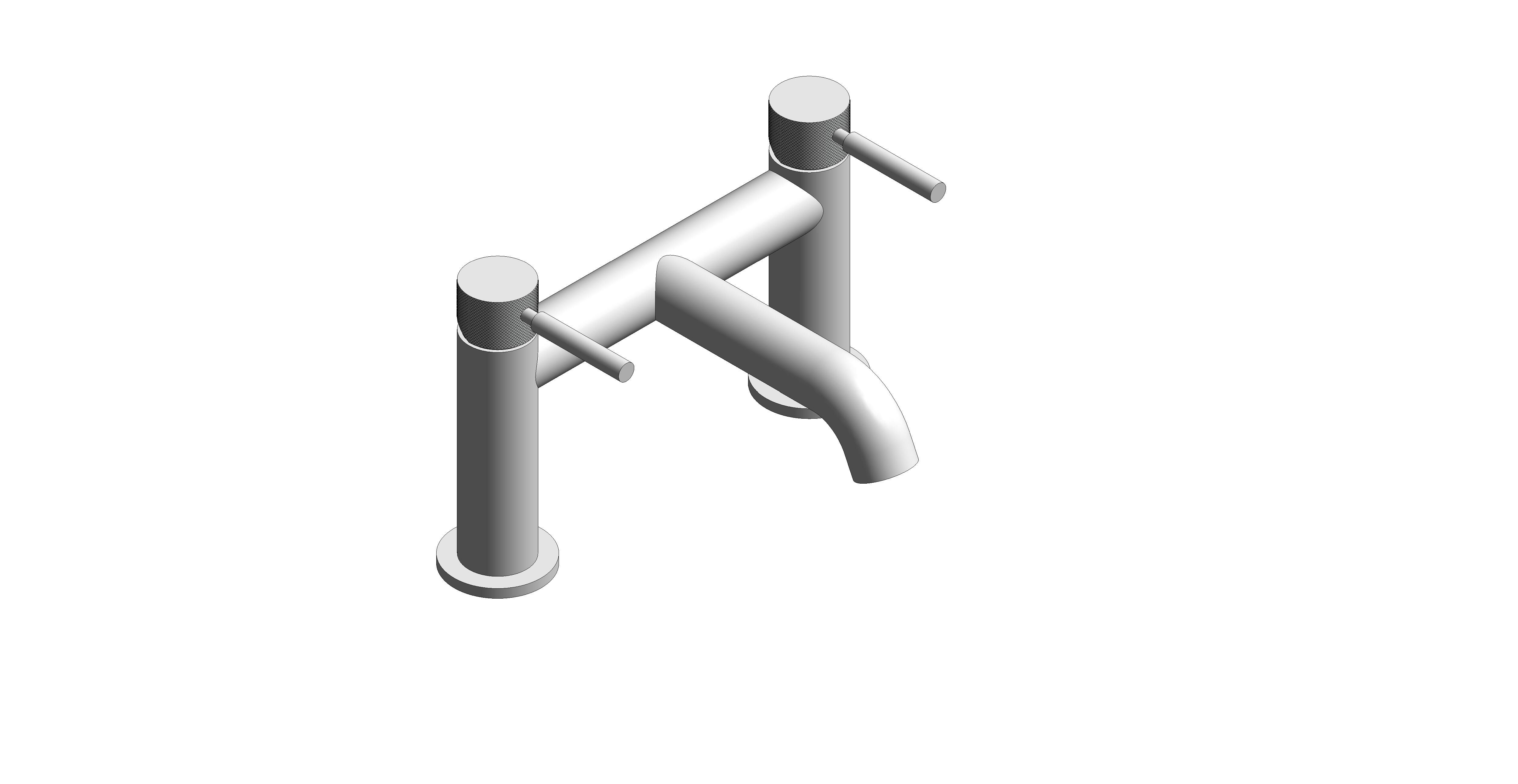 Product: KNURLED ACCENTS Bath filler tap finished in a high-shine polished chrome with knurled accents (ORI-237-CPK)