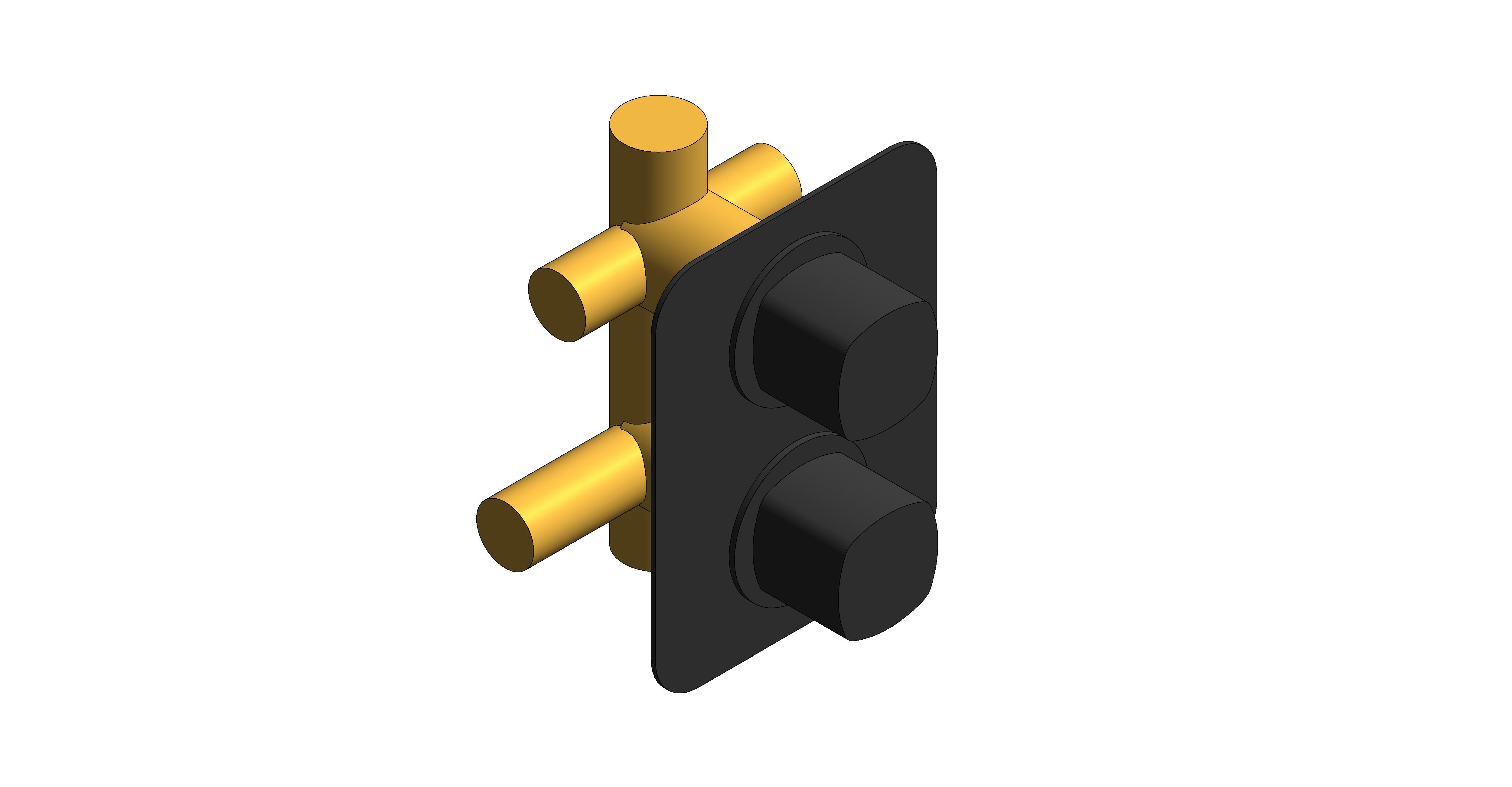 Product: CAMEO 3 Outlet 2 Handle Concealed Thermostatic Valve (CAM-148D/3-MB)
