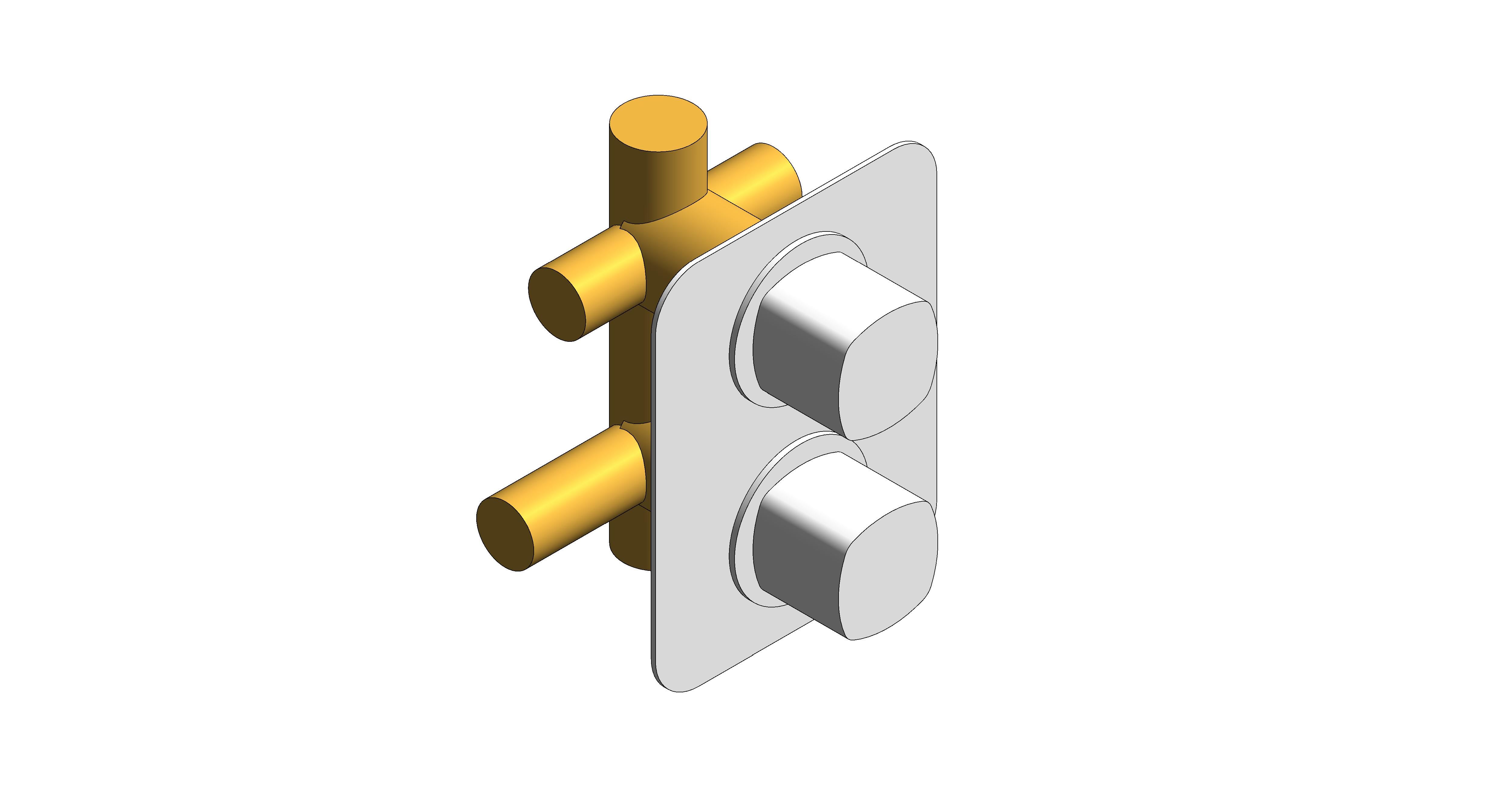 Product: CAMEO 3 Outlet 2 Handle Concealed Thermostatic Valve (CAM-148D/3-MW)