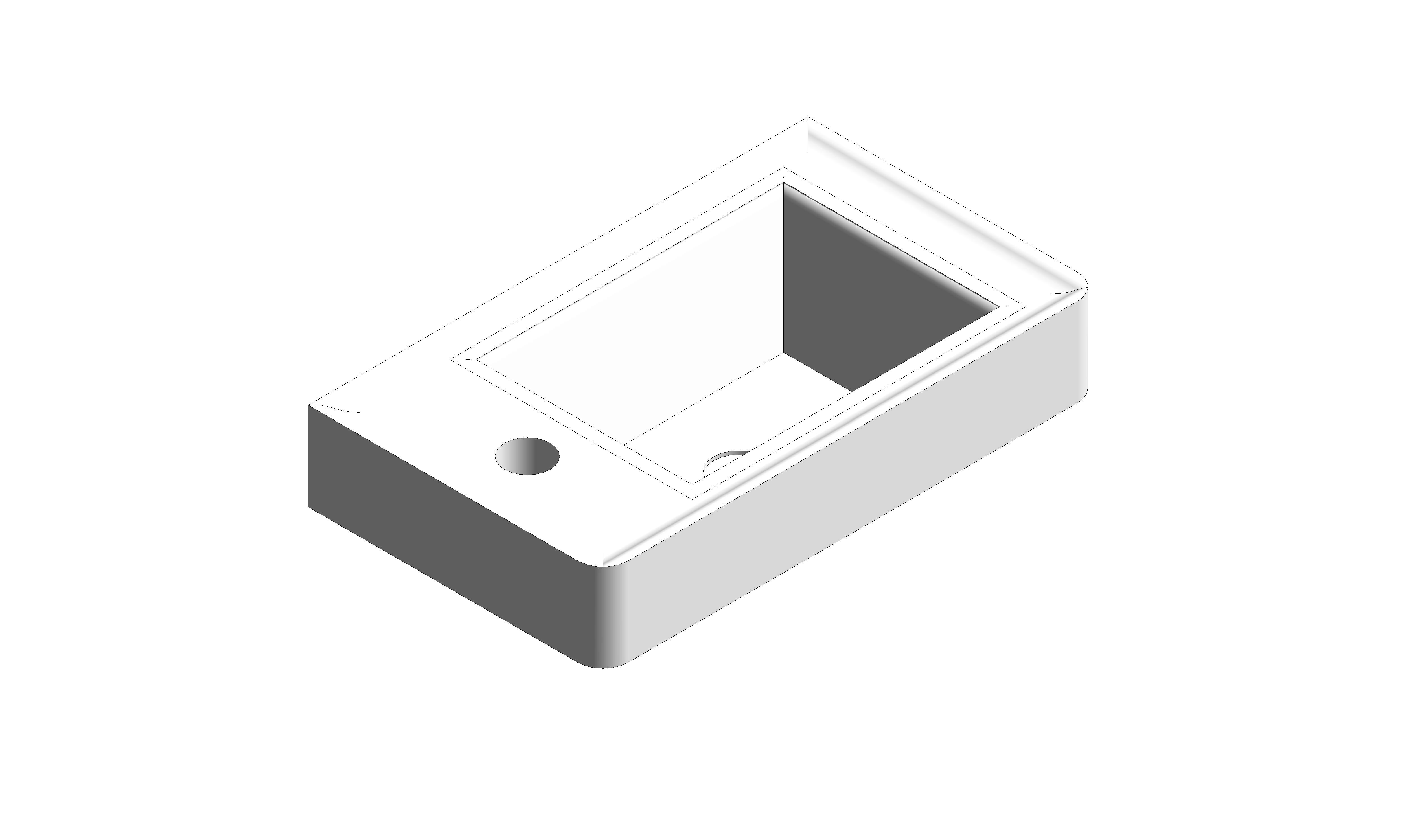 Product: CAMEO 400mm Cloakroom Basin, mineral cast, left tap hole (CAM-BM4L-AW)